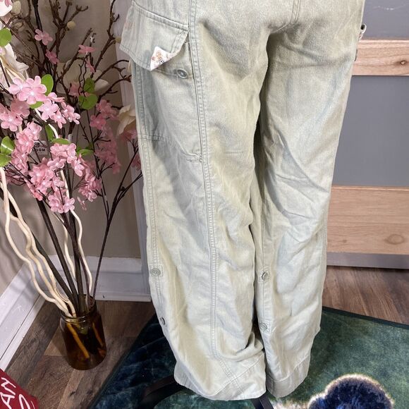 Abercrombie and Fitch Pants Womens Large Green Wide Cargo Leg Coastal Floral - Picture 12 of 15